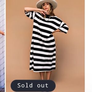 Dressed in LALA Black and White Raglan Midi Sundress